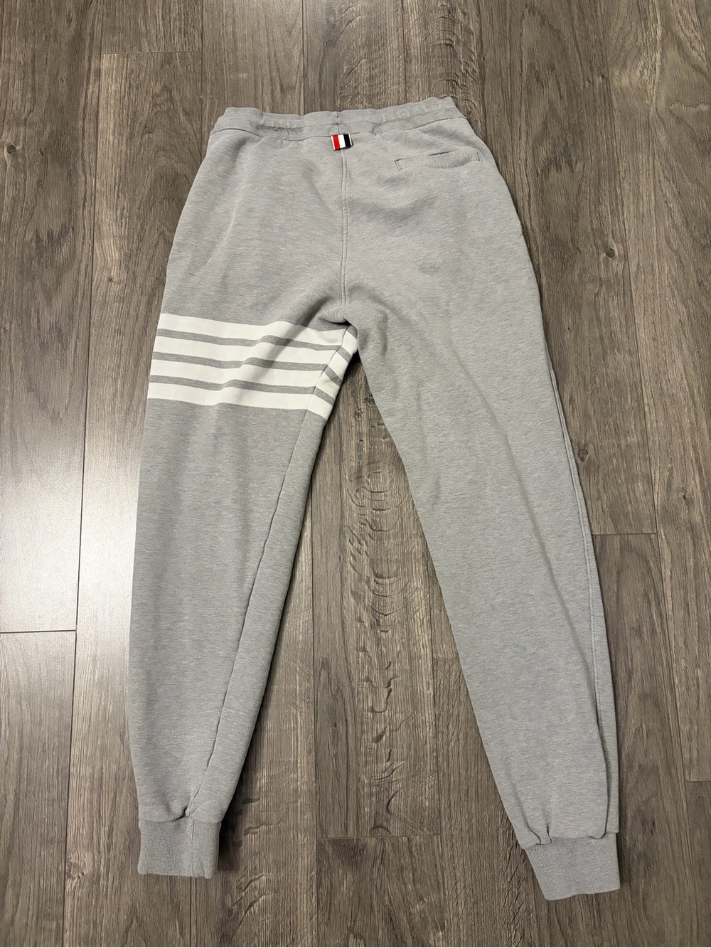 Thom Browne Grey Jogger Sweatpants with White Stripe Detail image 4